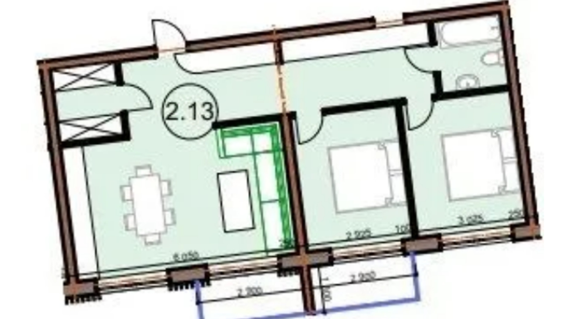 Планування 2-кімнатної квартири в ЖК Do Re Mi Apart 72.79 м², фото 690907