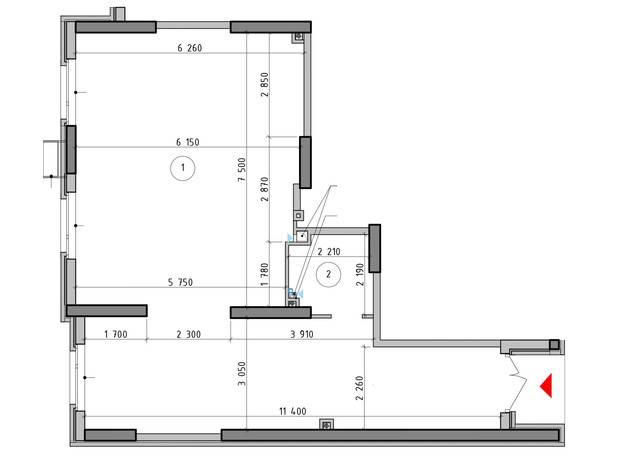 ЖК Оптимісто: планировка помощения 45.75 м²