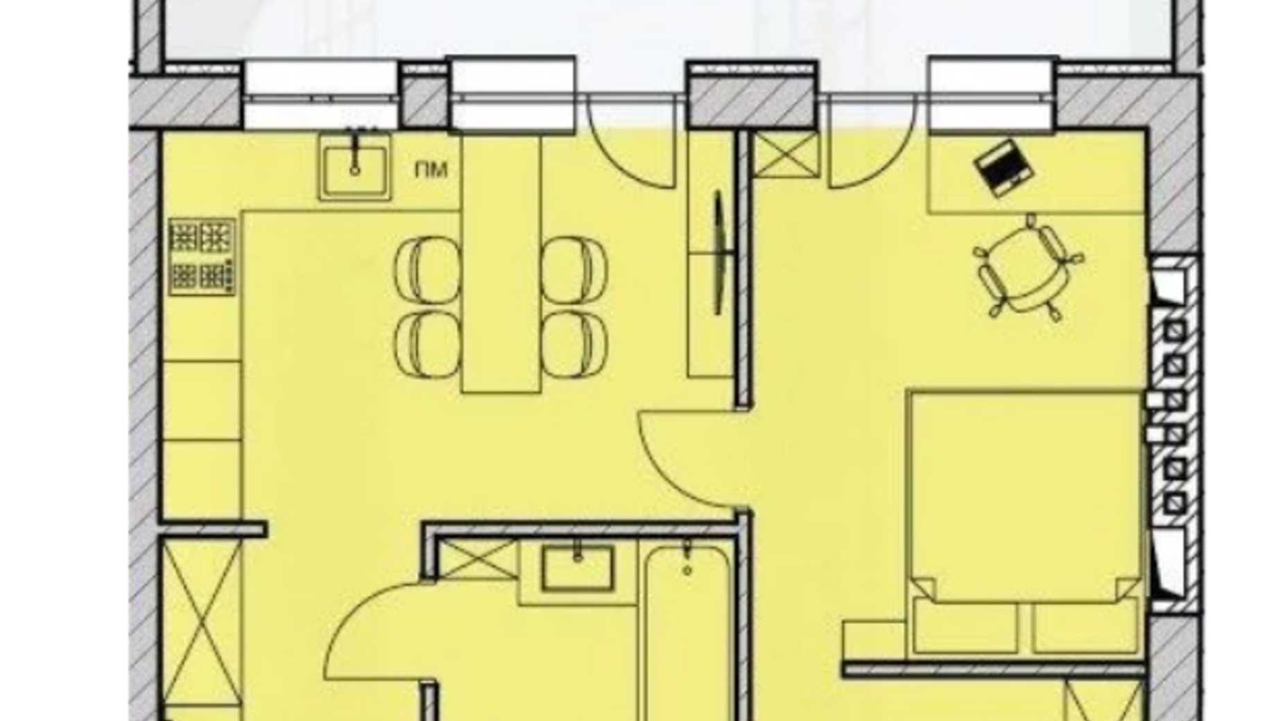 Планування 1-кімнатної квартири в ЖК Good Home 49 м², фото 691552