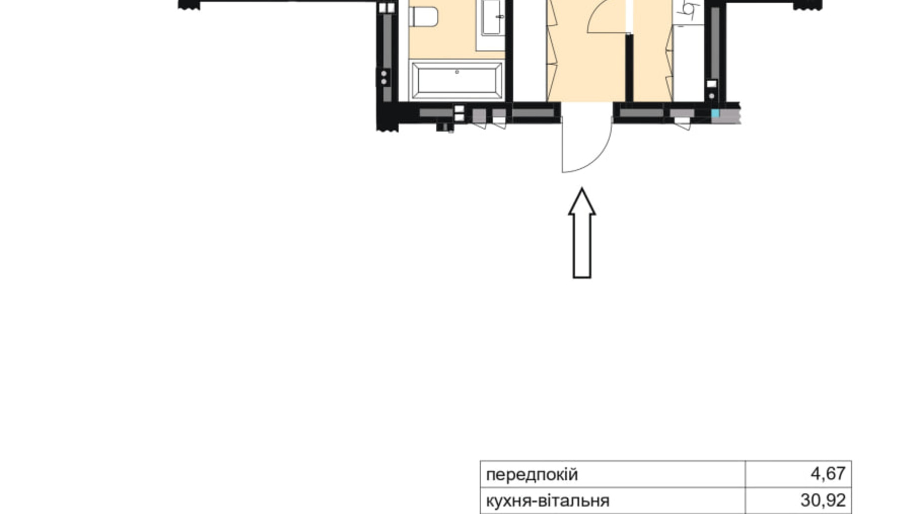 Планування 1-кімнатної квартири в ЖК Central Park 55.75 м², фото 691675