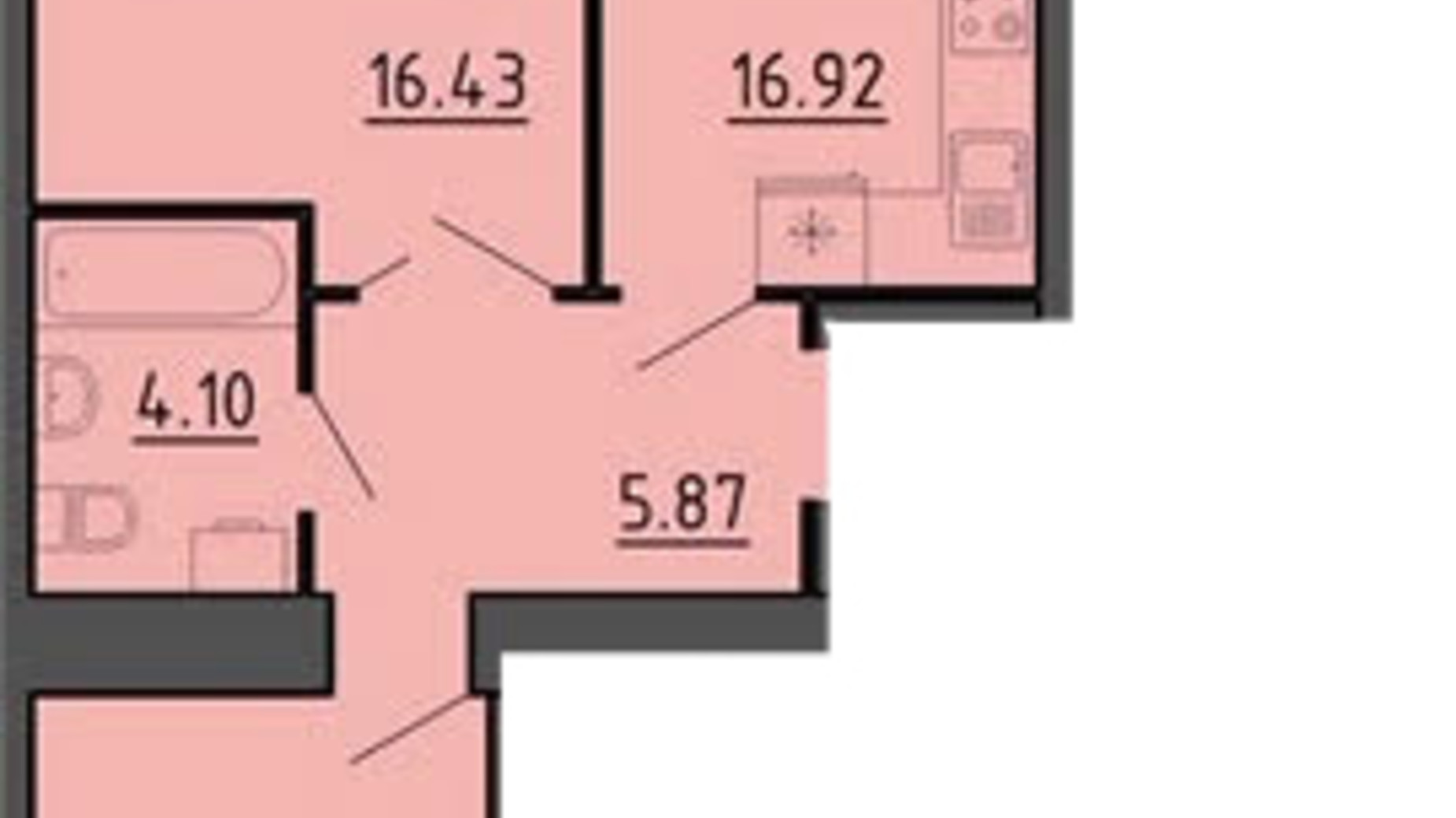 Планировка 2-комнатной квартиры в Квартал Энергия 59.8 м², фото 692016