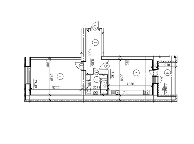 ЖК Еспланада: планування 1-кімнатної квартири 54.32 м²