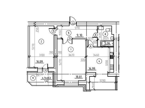 ЖК Эспланада: планировка 2-комнатной квартиры 67.73 м²
