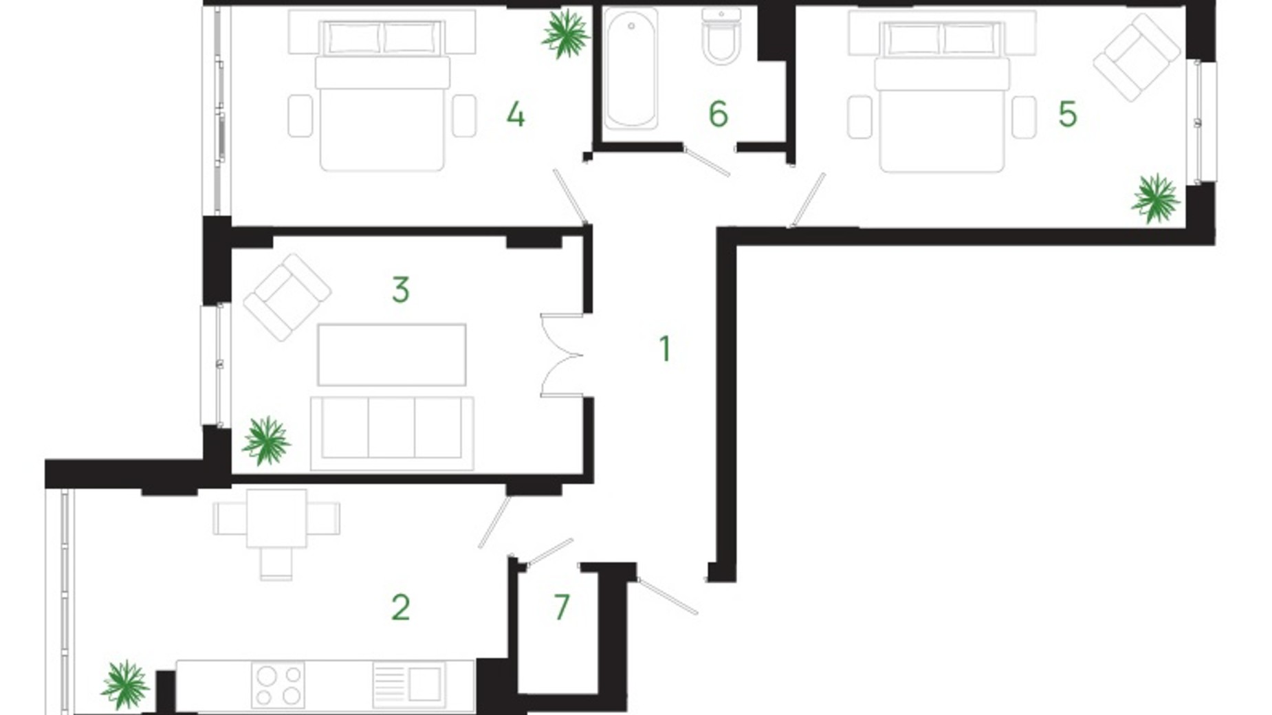 Планування 3-кімнатної квартири в ЖК Comfort Park 90 м², фото 692352