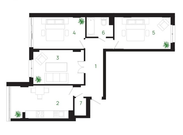 ЖК Comfort Park: планировка 3-комнатной квартиры 90 м²
