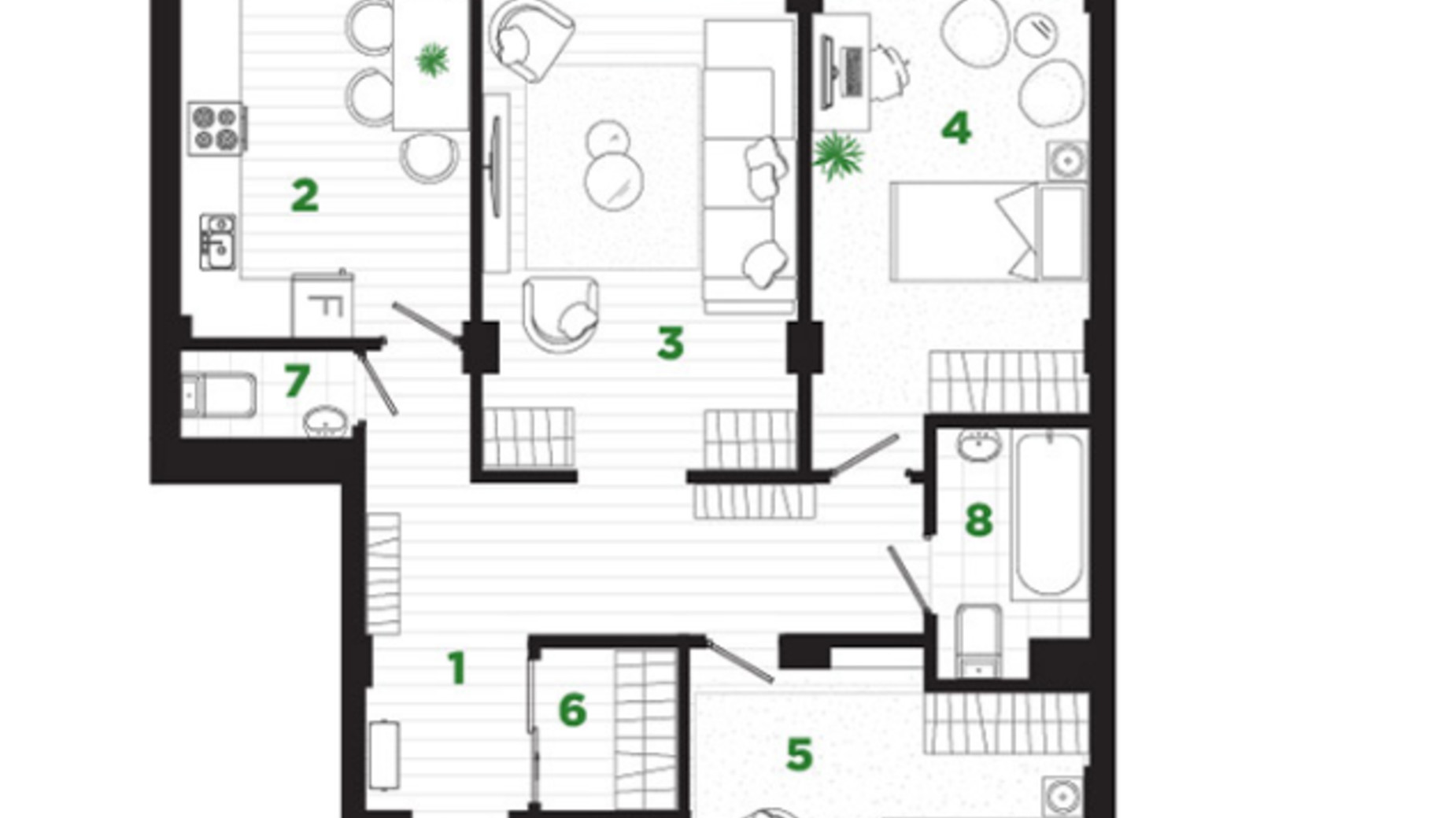 Планировка 3-комнатной квартиры в ЖК Comfort Park 98.7 м², фото 692353
