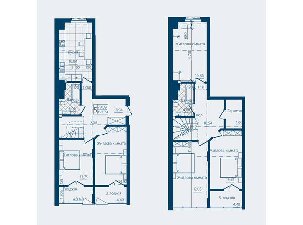 ЖК Престижный 2: планировка 5-комнатной квартиры 153.74 м²