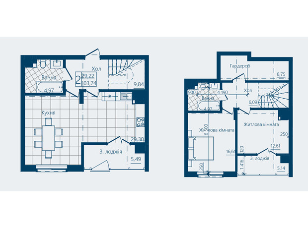 ЖК Престижный 2: планировка 2-комнатной квартиры 103.74 м²