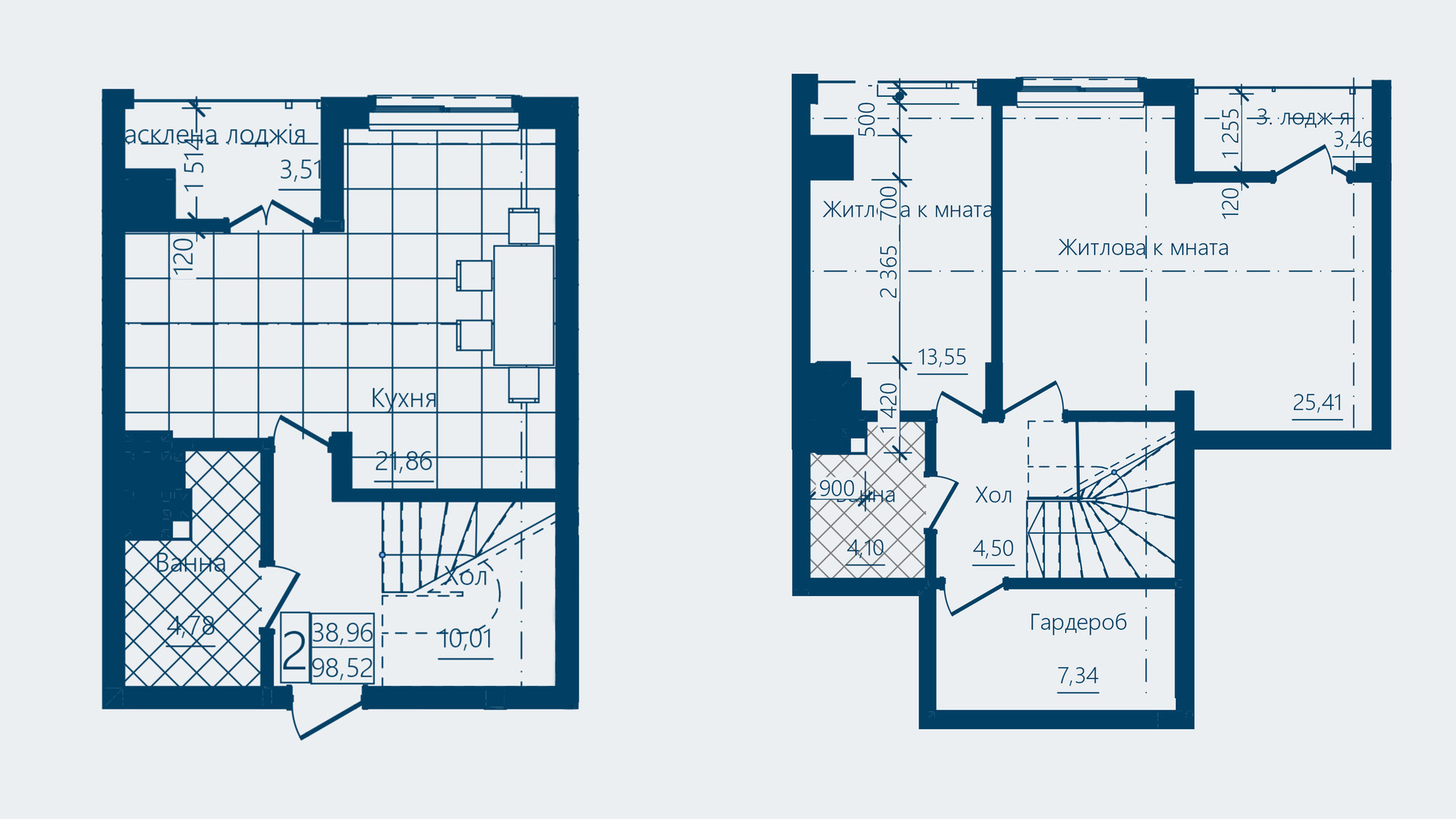 Планування 2-кімнатної квартири в ЖК Престижний 2 98.52 м², фото 692718