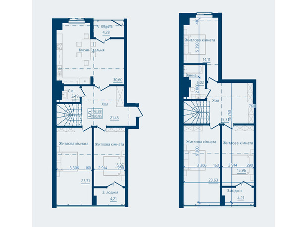 ЖК Престижный 2: планировка 5-комнатной квартиры 180.95 м²