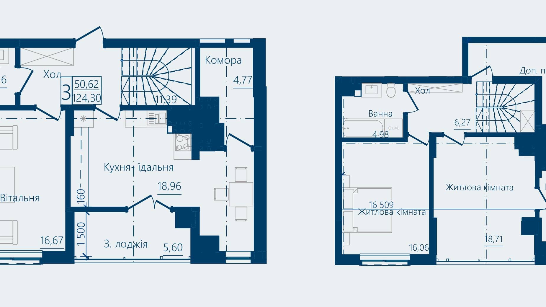 Планировка 3-комнатной квартиры в ЖК Престижный 2 124.3 м², фото 692729