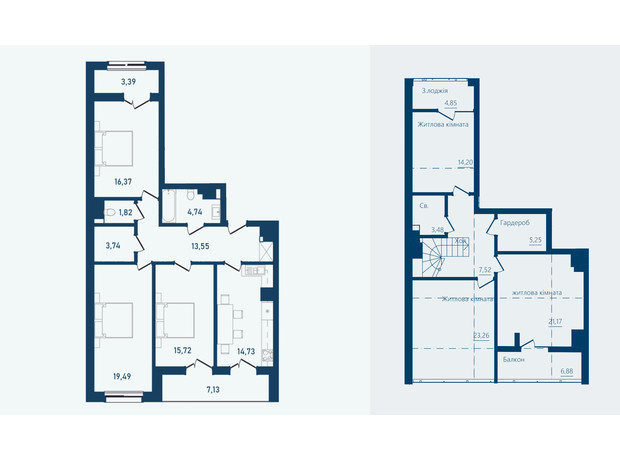 ЖК Престижный 2: планировка 5-комнатной квартиры 181.08 м²