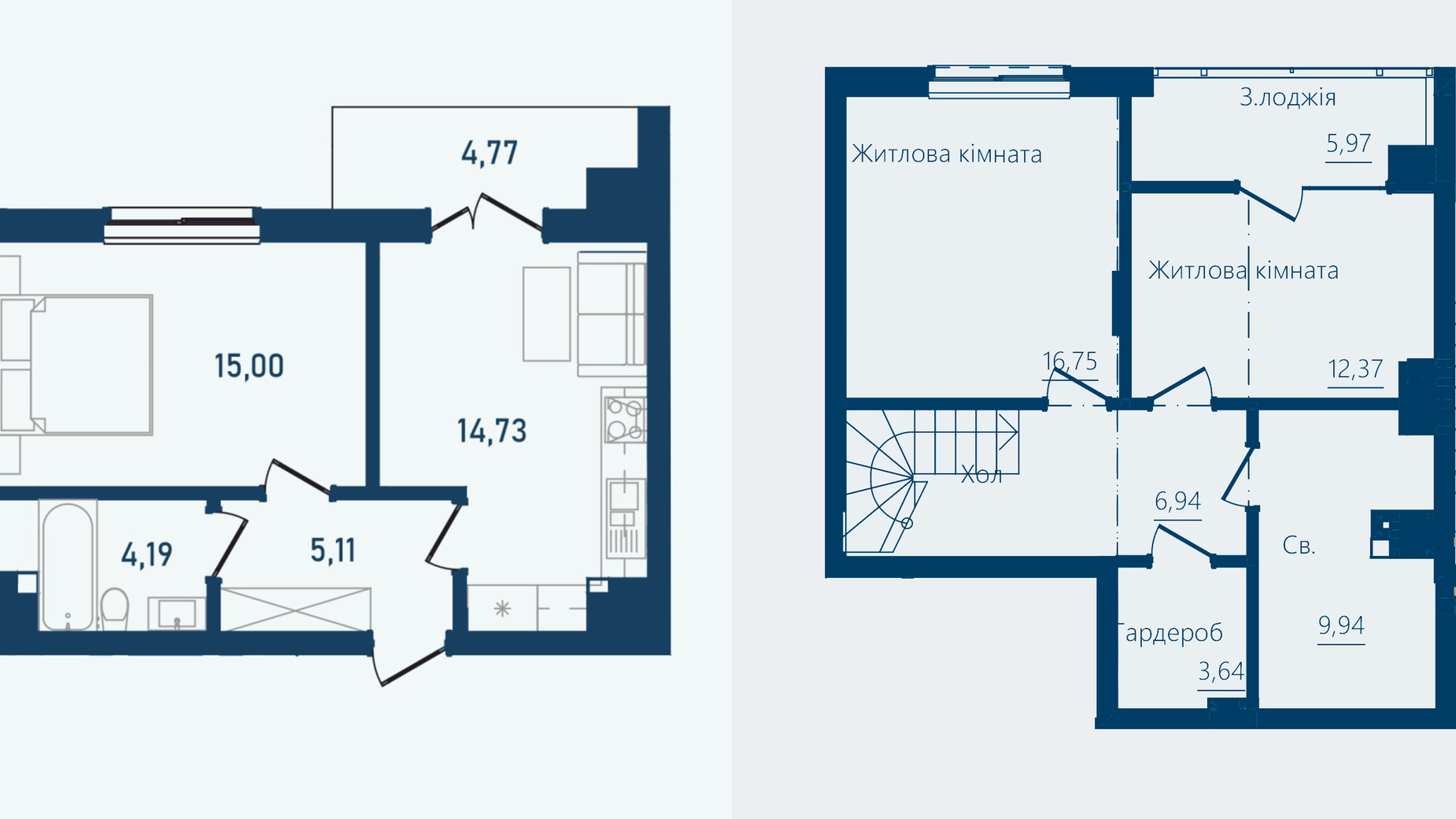 Планування 3-кімнатної квартири в ЖК Престижний 2 107.06 м², фото 692733