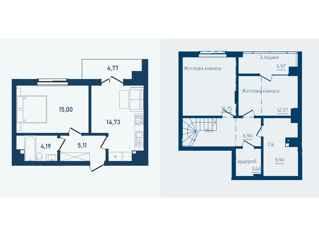 ЖК Престижний 2: планування 3-кімнатної квартири 107.06 м²