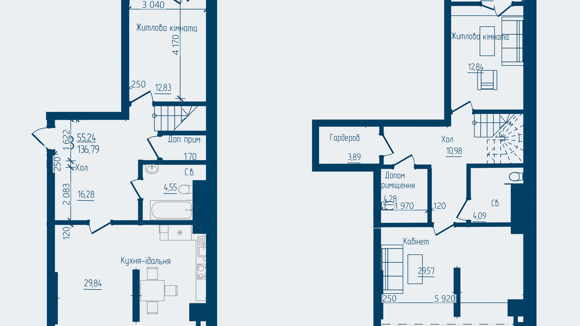 Планировка 3-комнатной квартиры в ЖК Престижный 2 136.79 м², фото 692735