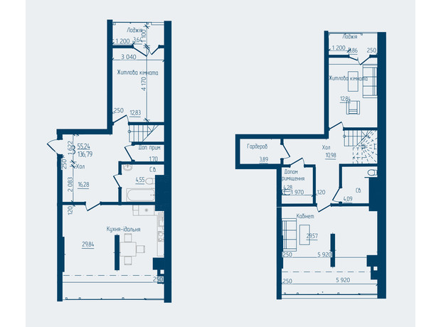 ЖК Престижный 2: планировка 3-комнатной квартиры 136.79 м²