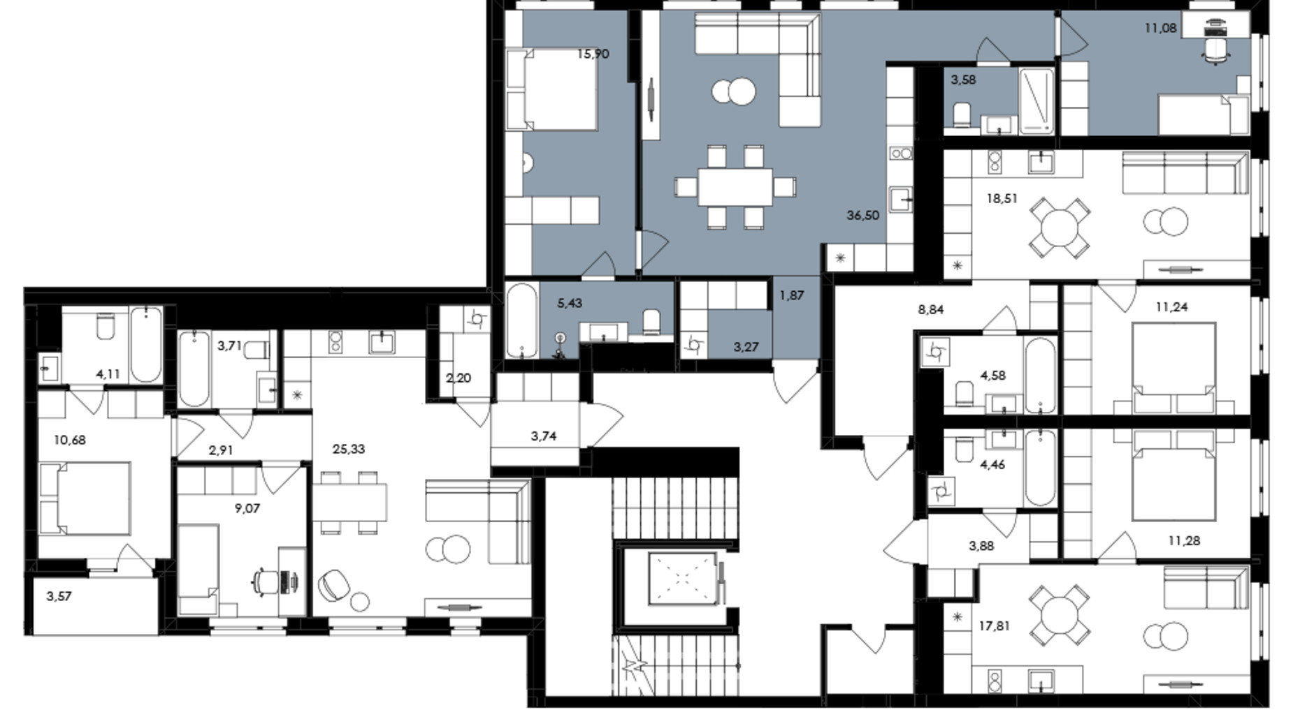 Планировка 2-комнатной квартиры в ЖК Avalon Holiday One 78 м², фото 692935