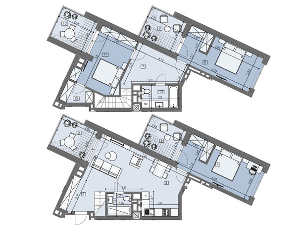 ЖК London House: планування 3-кімнатної квартири 122.29 м²