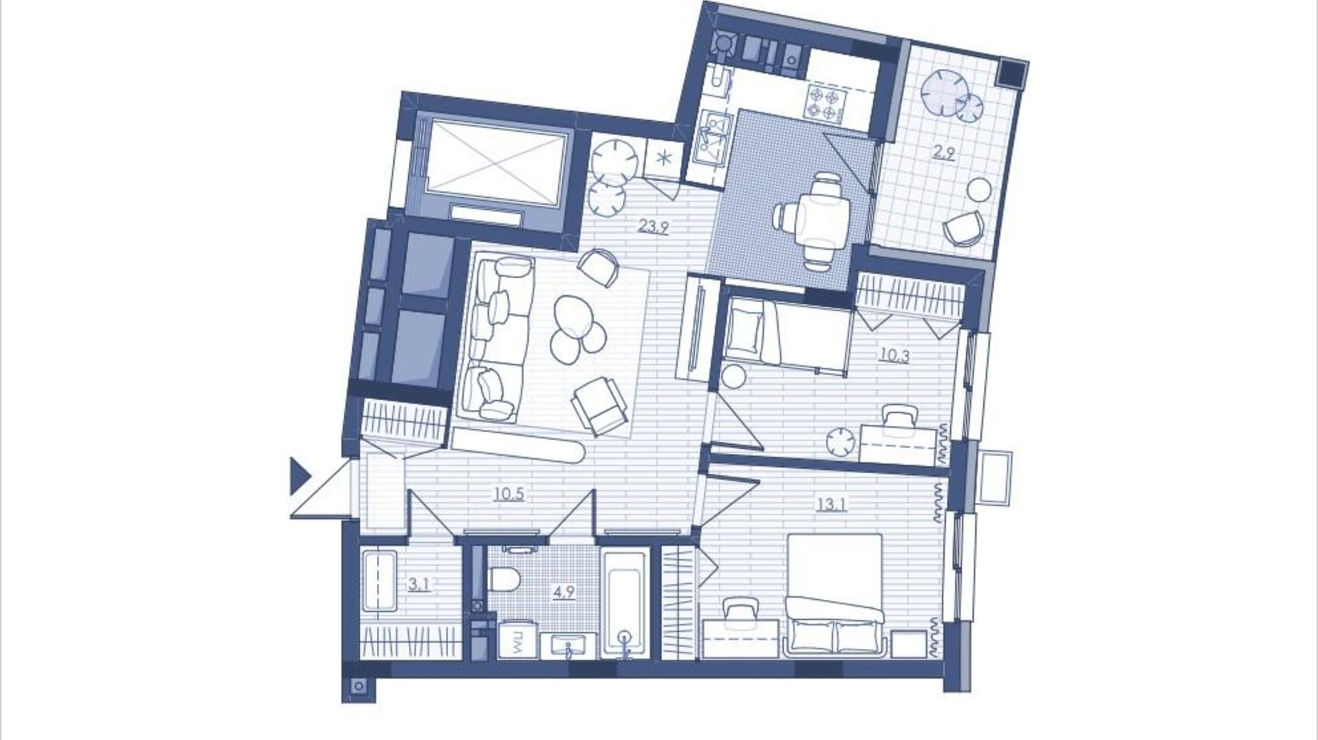 Планування 2-кімнатної квартири в ЖК Під Зорями 69.25 м², фото 693007