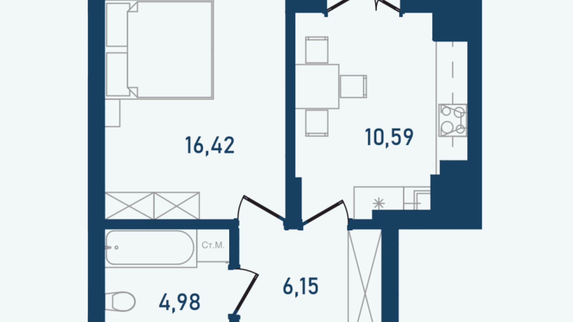 Планировка 1-комнатной квартиры в ЖК Престижный 2 123.82 м², фото 693105