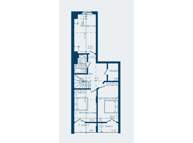 ЖК Престижный 2: планировка 5-комнатной квартиры 154.62 м²