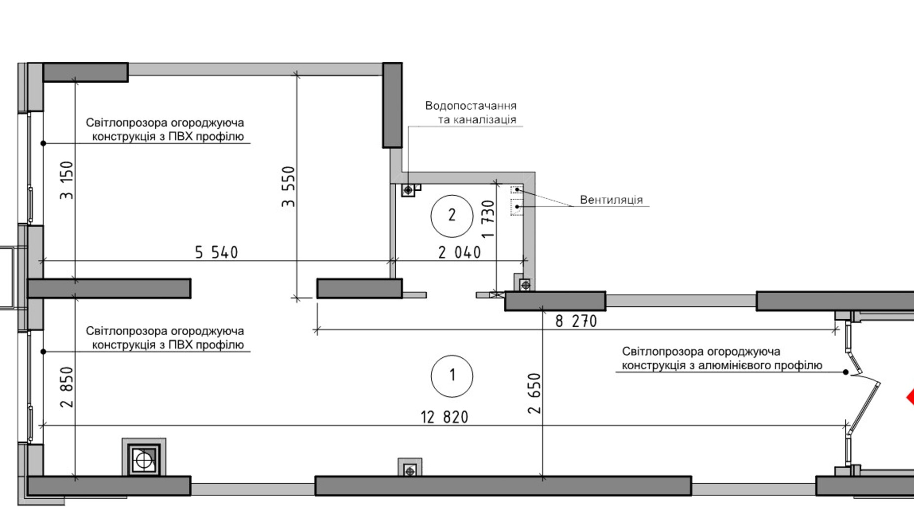 Планування приміщення в ЖК Оптимісто 72.76 м², фото 693382