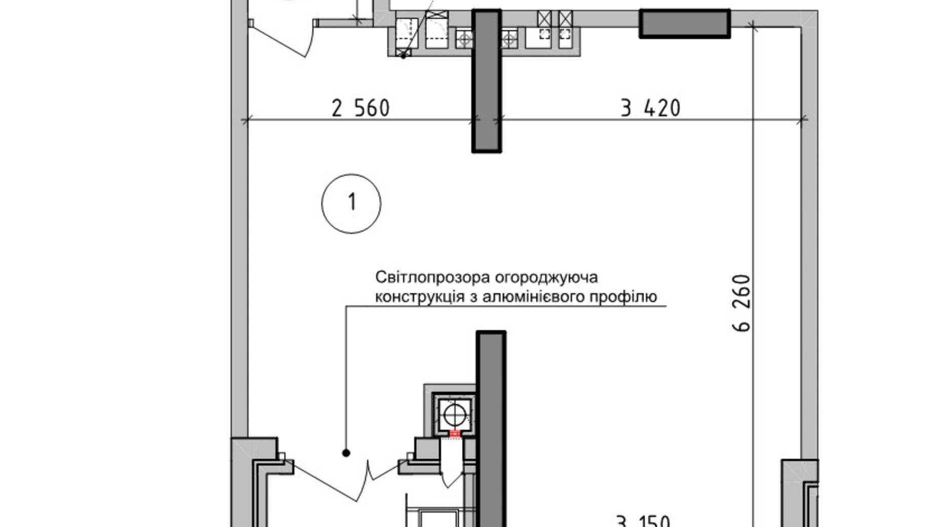 Планировка помещения в ЖК Оптимісто 67.59 м², фото 693385