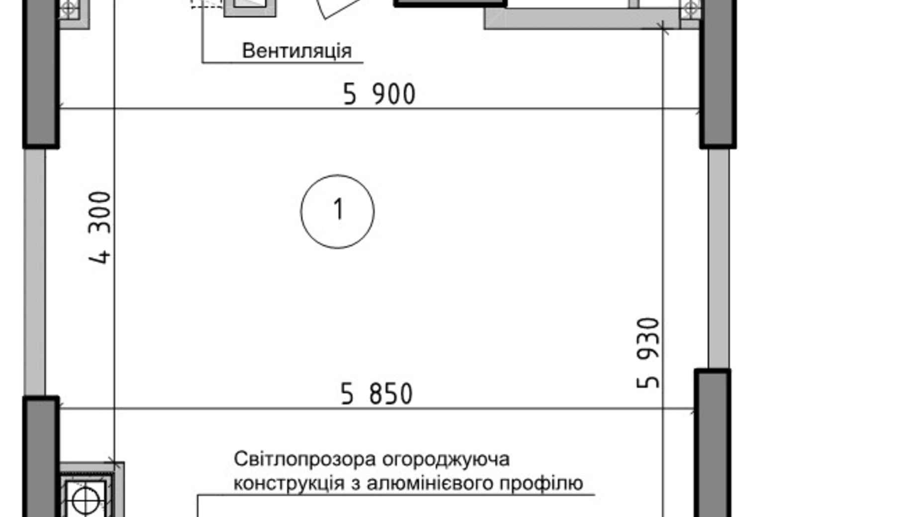 Планування приміщення в ЖК Оптимісто 67.59 м², фото 693395