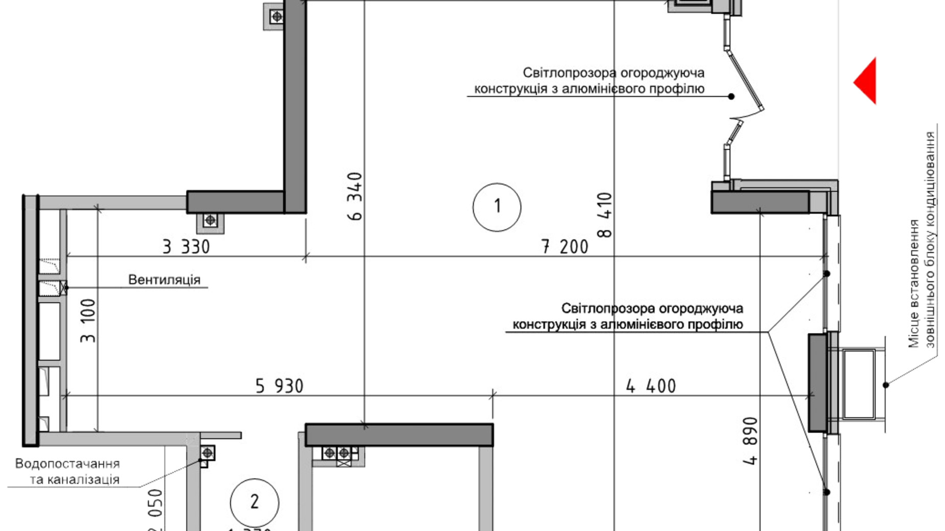 Планування приміщення в ЖК Оптимісто 45.75 м², фото 693399