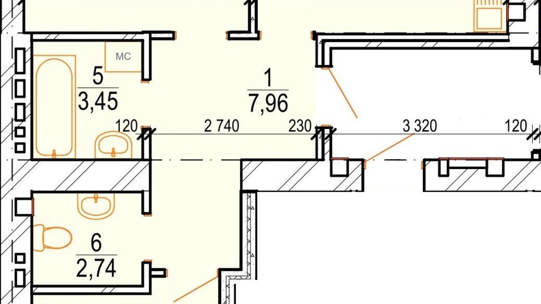 Планировка 2-комнатной квартиры в ЖК Озерный 60.96 м², фото 693445
