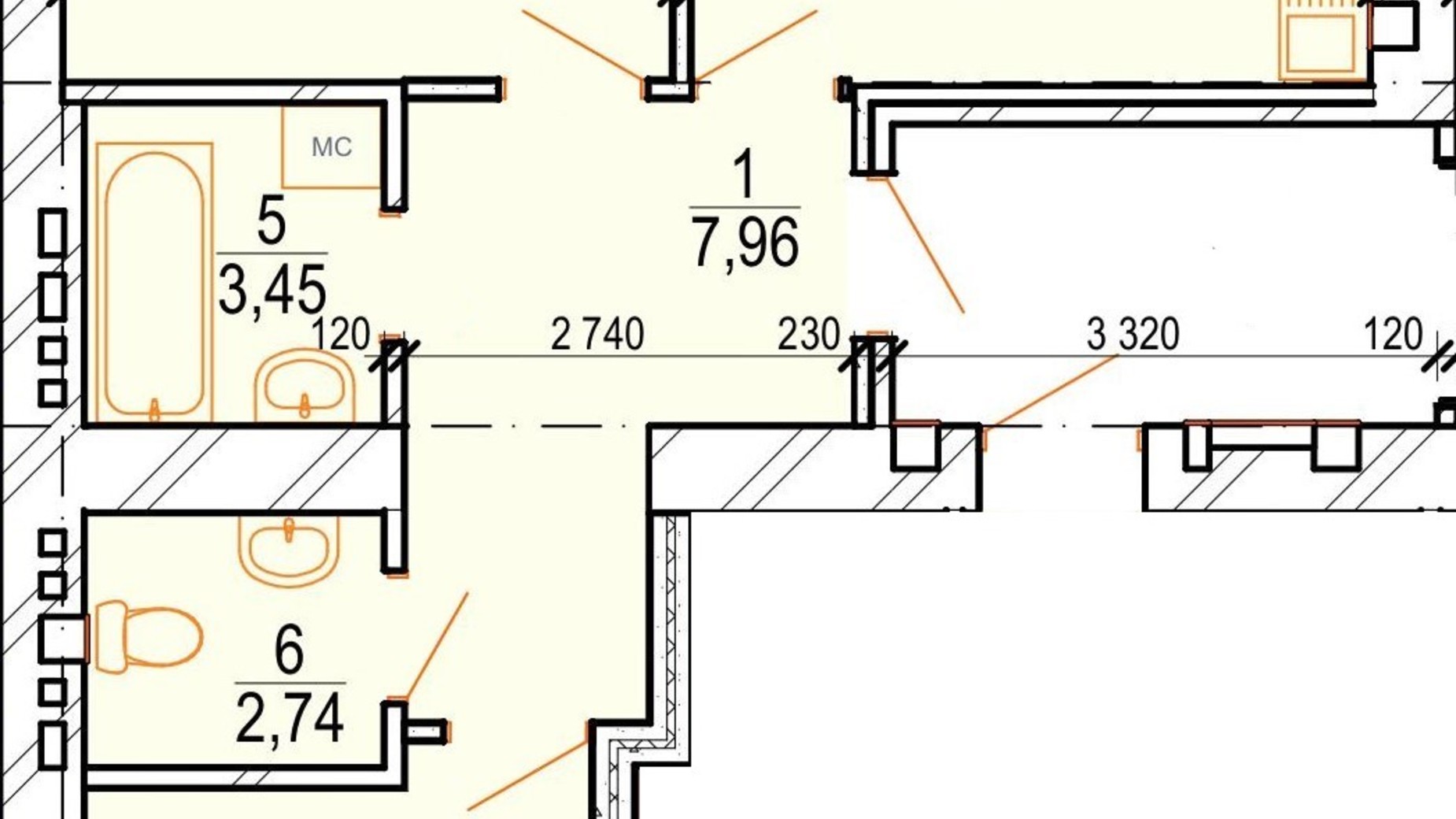 Планування 2-кімнатної квартири в ЖК Озерний 60.98 м², фото 693448