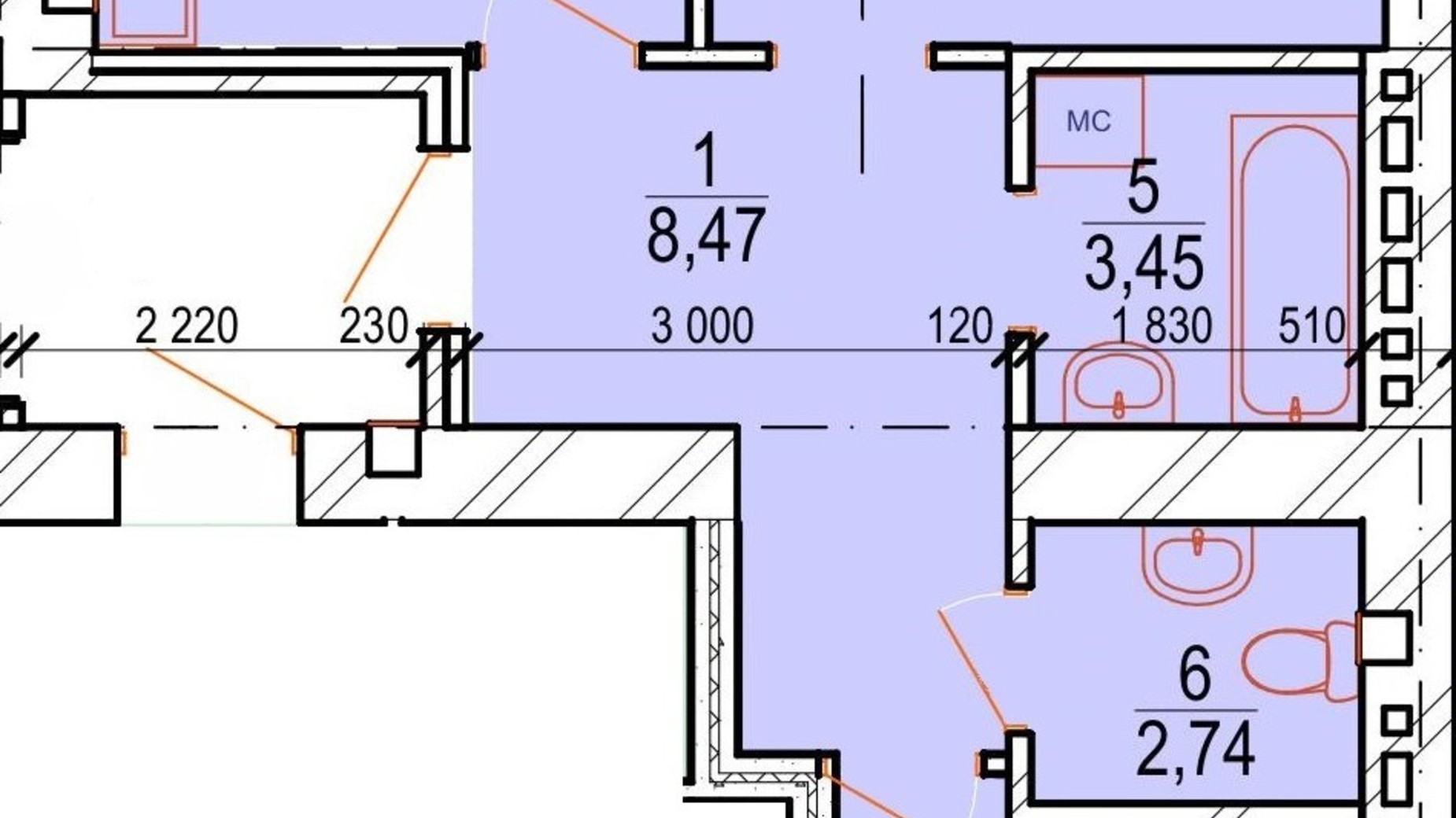 Планировка 2-комнатной квартиры в ЖК Озерный 56.68 м², фото 693449