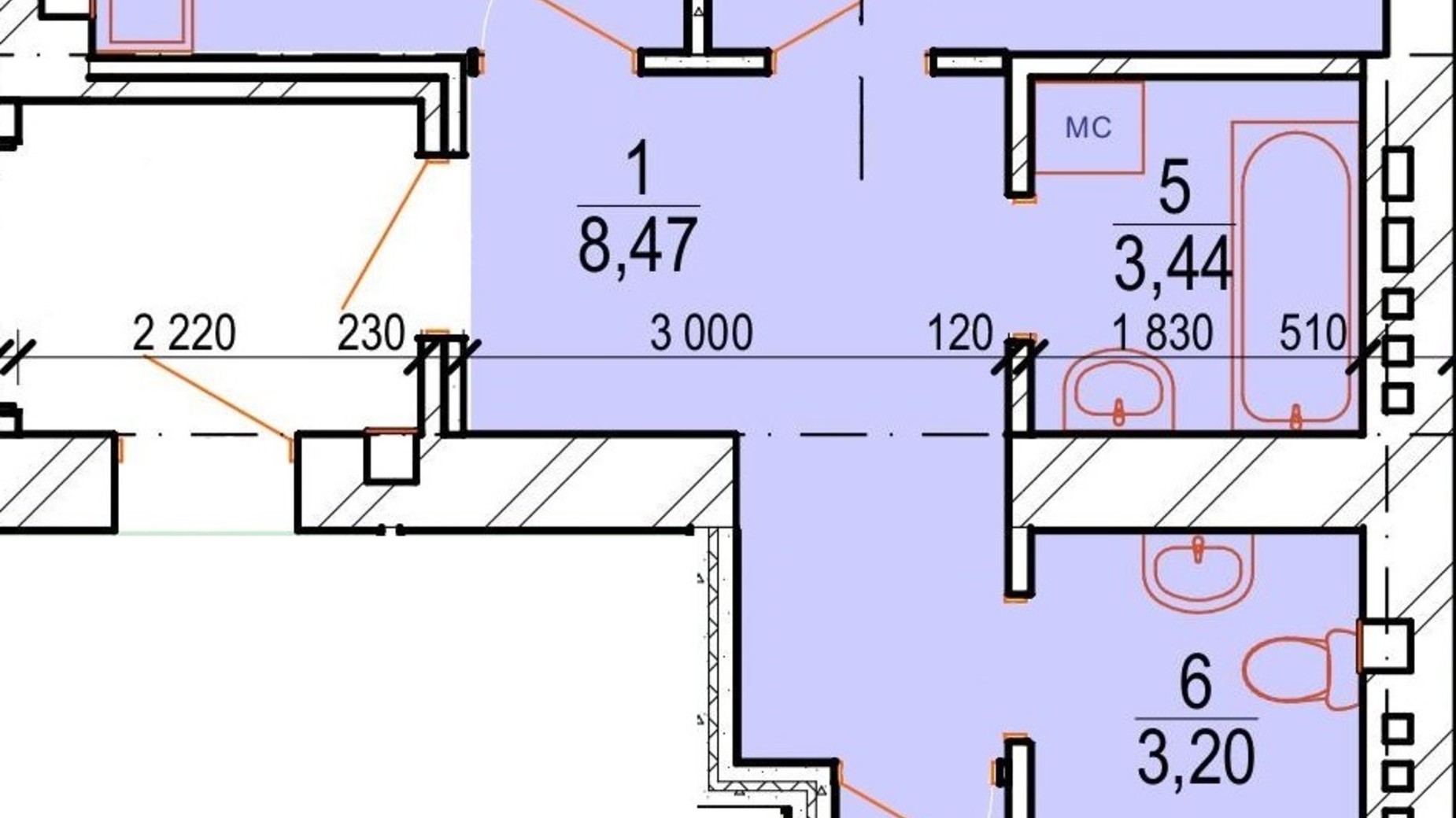 Планировка 2-комнатной квартиры в ЖК Озерный 56.59 м², фото 693451