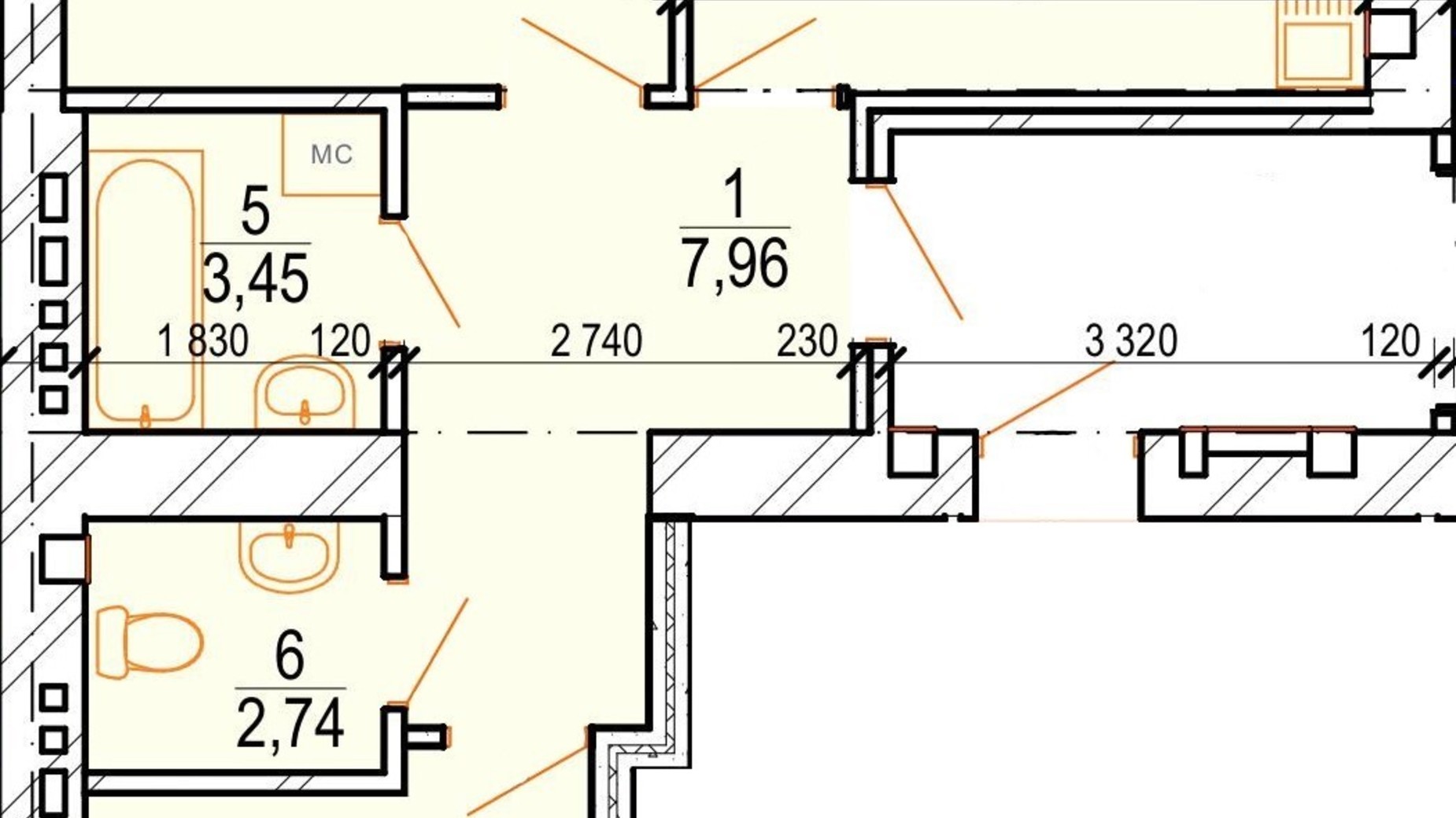 Планировка 2-комнатной квартиры в ЖК Озерный 60.98 м², фото 693452