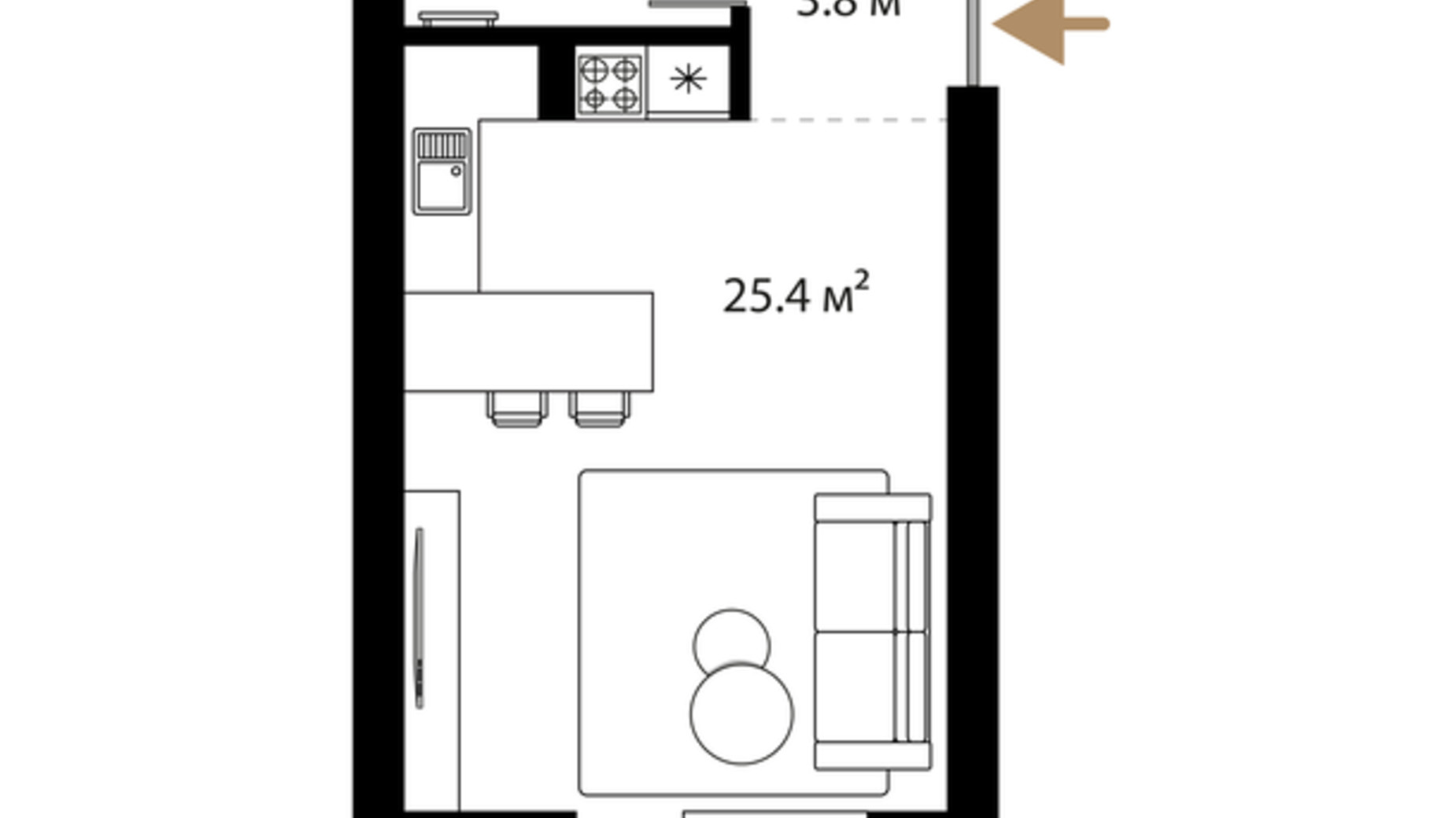 Планування 1-кімнатної квартири в ЖК Grand Hills 35 м², фото 694050