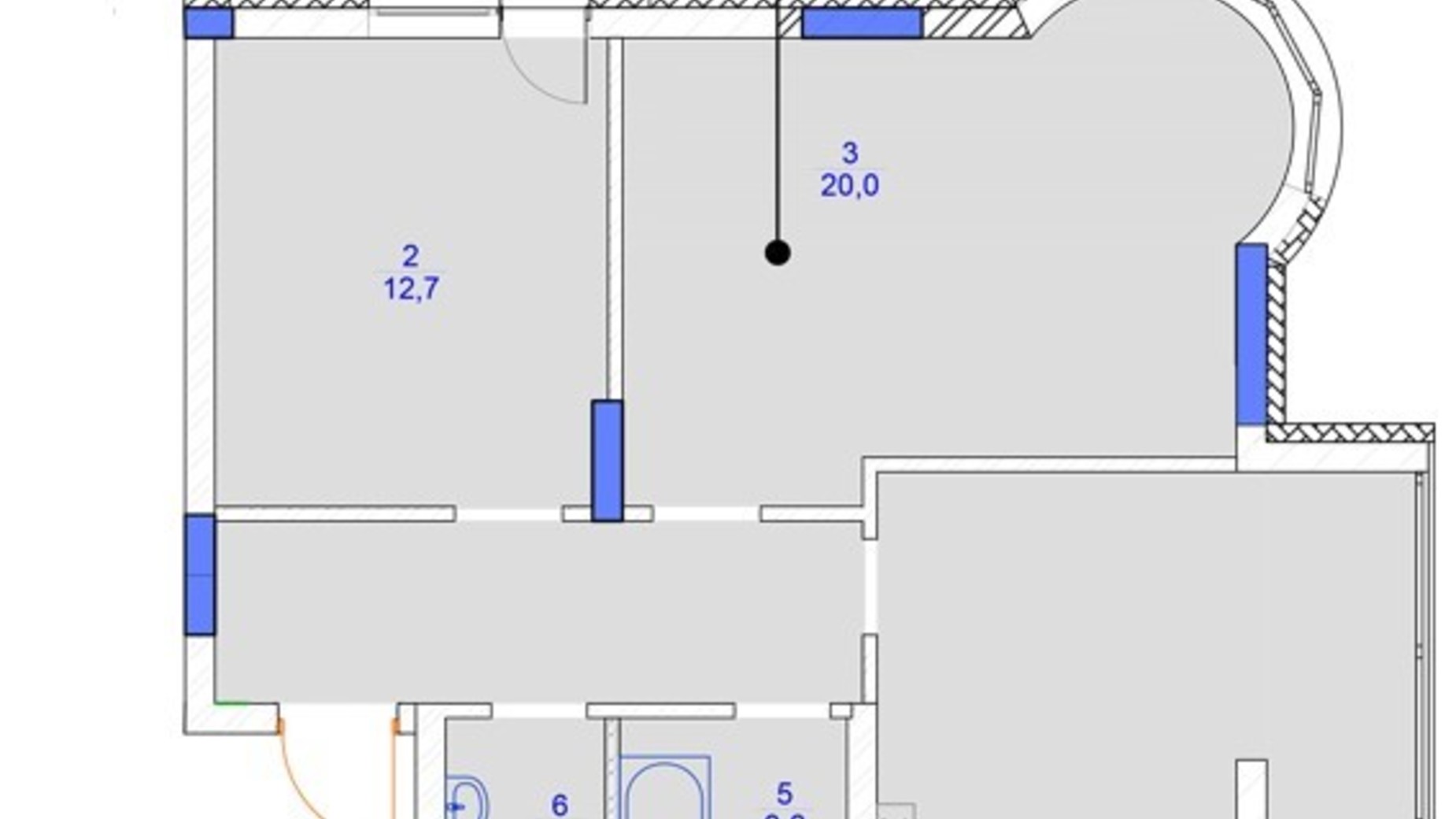 Планировка 2-комнатной квартиры в ЖК Садочок 65.1 м², фото 694282