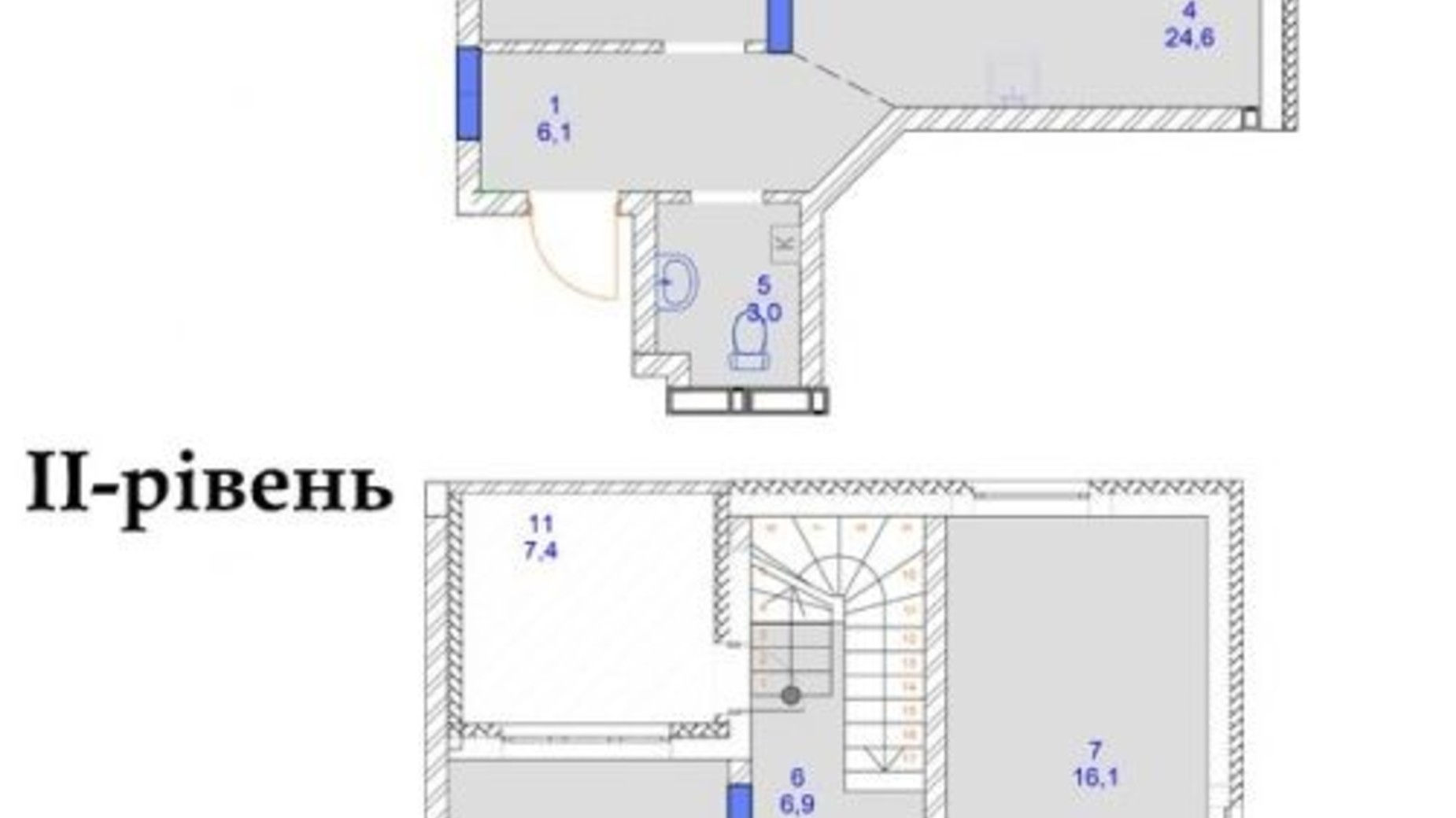 Планировка много­уровневой квартиры в ЖК Садочок 94.1 м², фото 694286