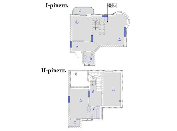 ЖК Садочок: планування 3-кімнатної квартири 94.1 м²