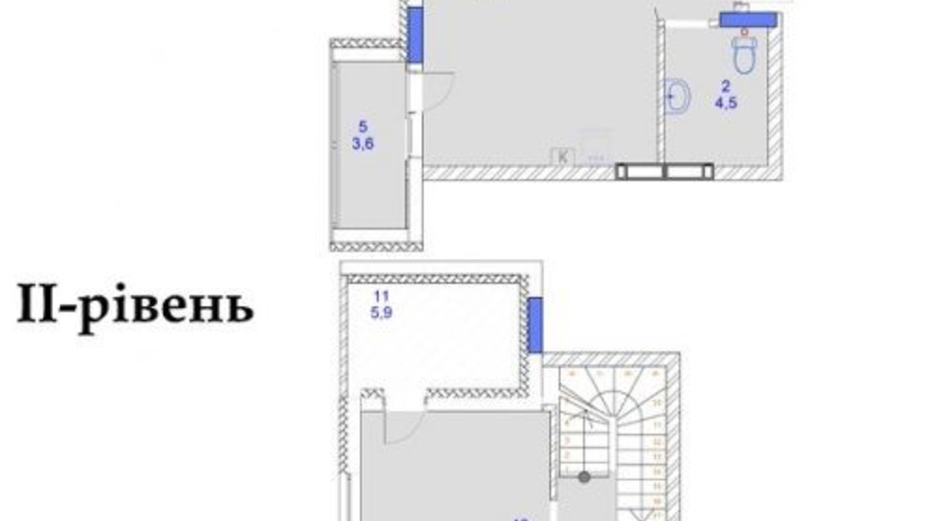 Планировка много­уровневой квартиры в ЖК Садочок 95.6 м², фото 694287