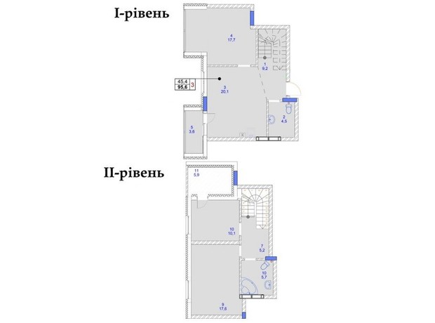 ЖК Садочок: планування 3-кімнатної квартири 95.6 м²