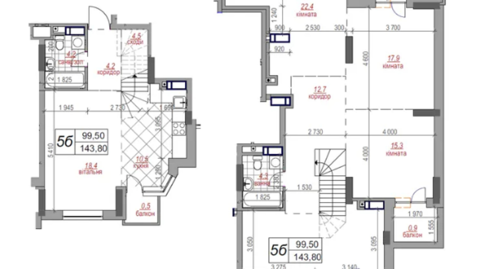 Планировка много­уровневой квартиры в ЖК West House 143.8 м², фото 695708