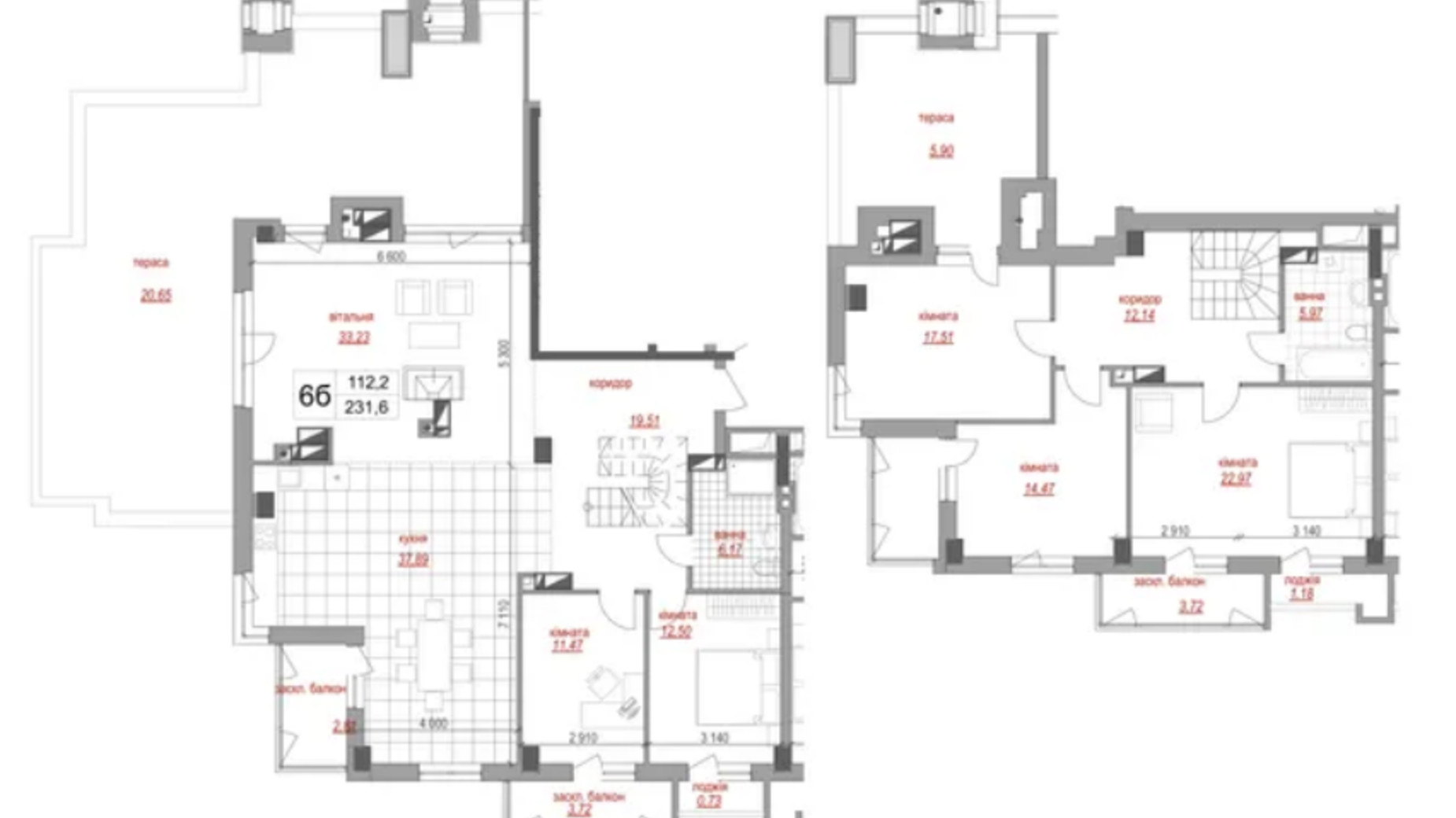 Планування багато­рівневої квартири в ЖК West House 231.6 м², фото 695709