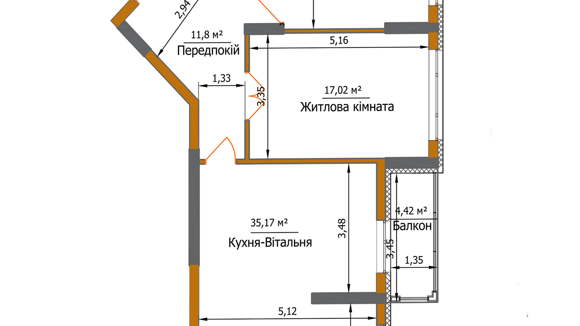 Планировка 3-комнатной квартиры в ЖК Eco Dream 88.56 м², фото 695758