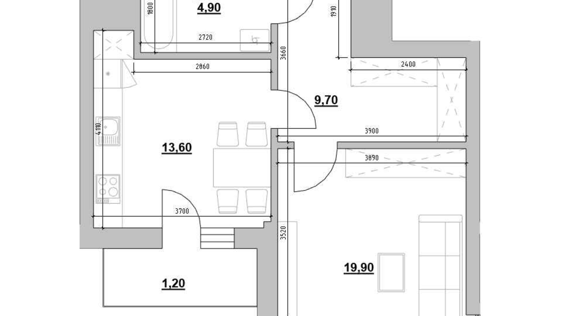 Планировка 1-комнатной квартиры в ЖК Велика Британія 49.3 м², фото 696384