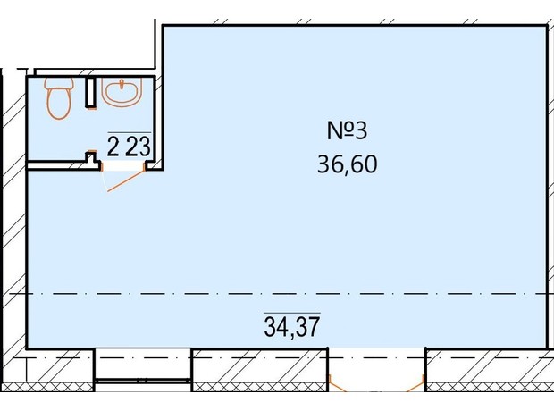 ЖК Озерный: планировка помощения 36.6 м²