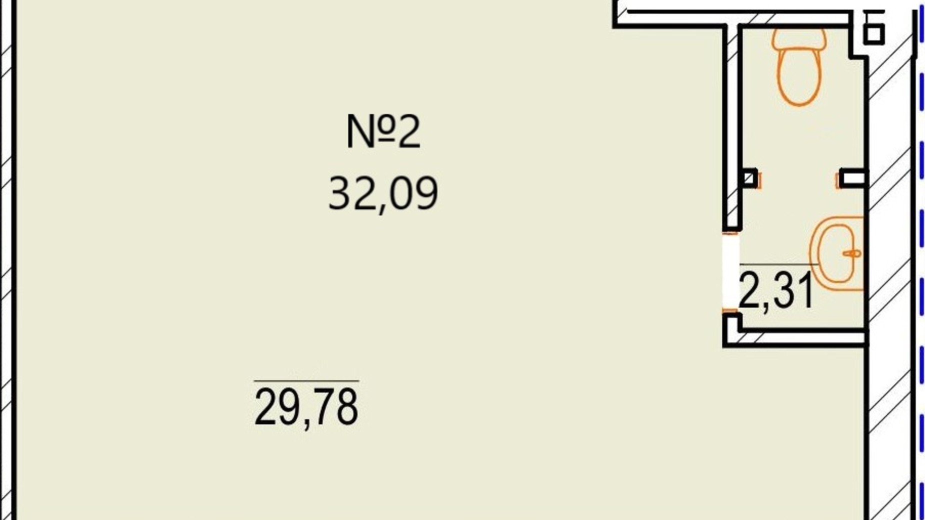 Планировка торгового помещения в ЖК Озерный 32.09 м², фото 696517