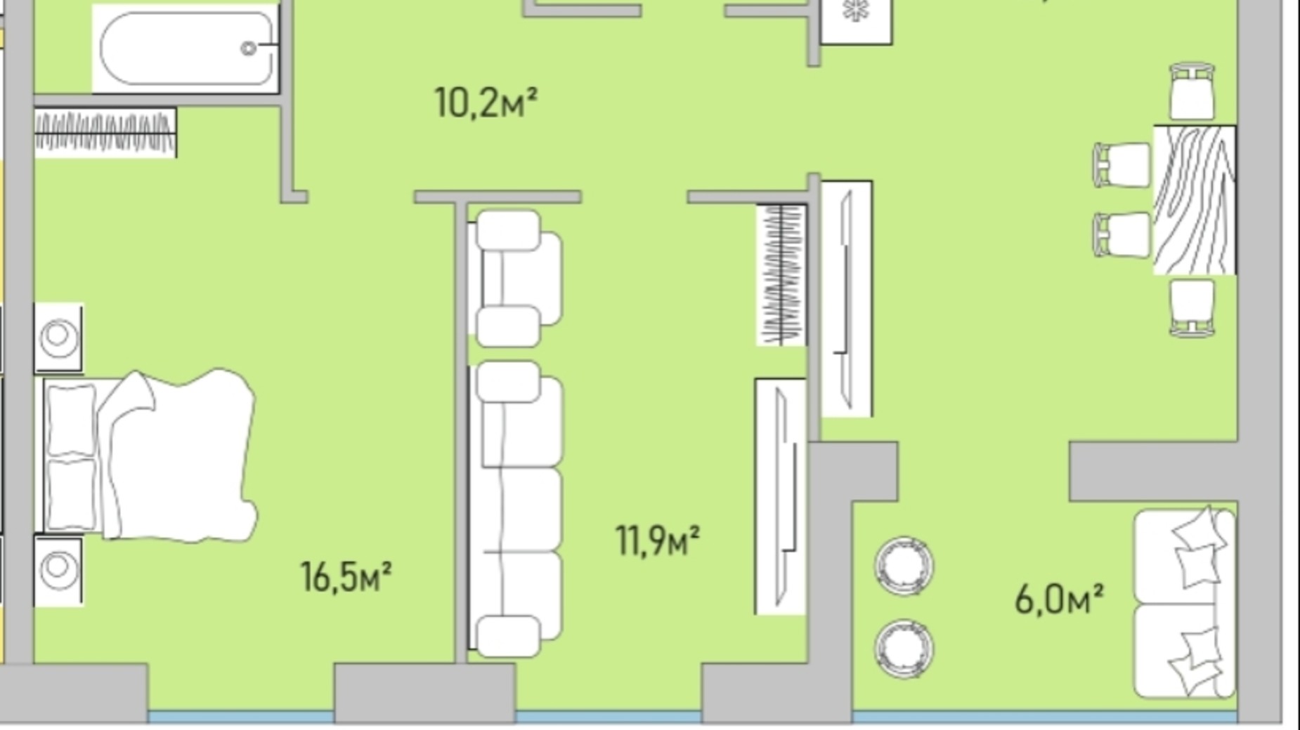 Планування 2-кімнатної квартири в ЖК Park Estate 73.7 м², фото 696668