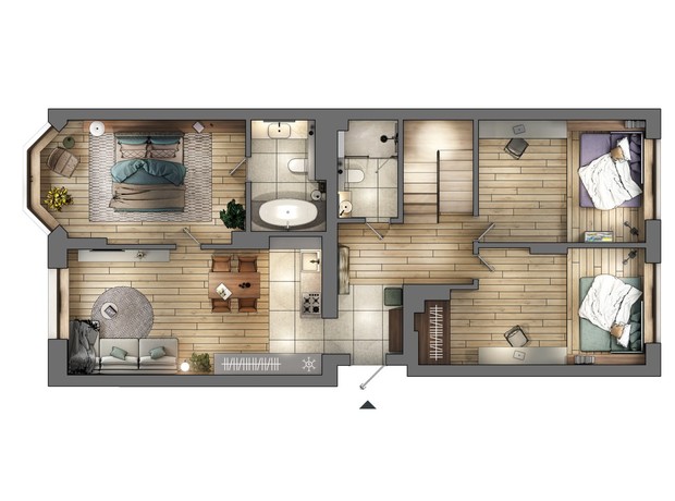 ЖК 7'я: планування 3-кімнатної квартири 119.87 м²