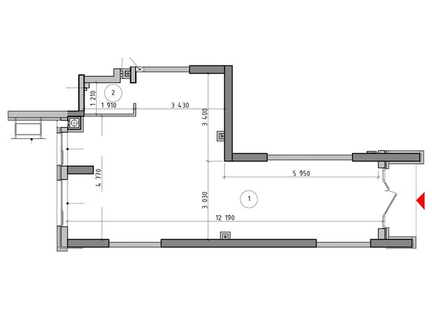 ЖК Оптимісто: планування приміщення 44.77 м²