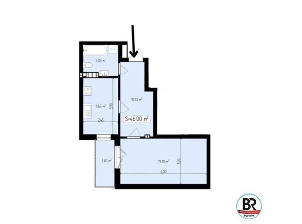 ЖК Mala Praha: планировка 1-комнатной квартиры 46 м²